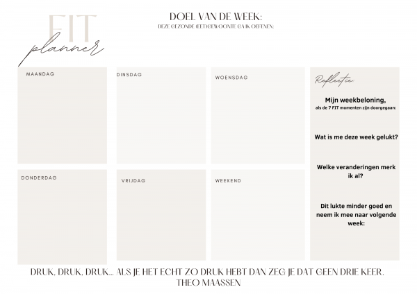 Fit Planner voor 1 week